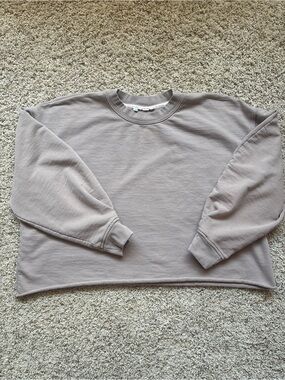 Left On Friday Field Day Crewneck Cropped Boxy Sweatshirt Gray Sz L/XL